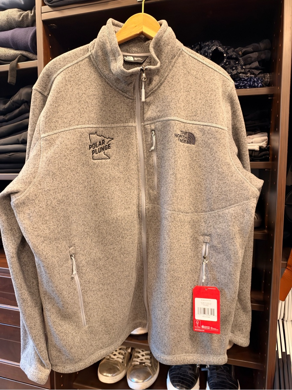 The North Face Light Gray Polar Plunge Fleece Jacket